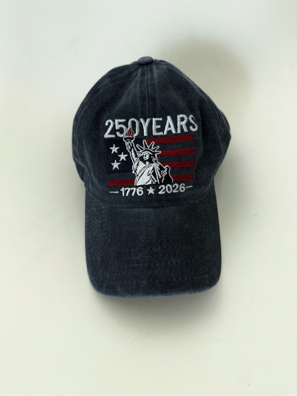 New 250 Years Statue of Liberty Embroidered Baseball Cap - Navy